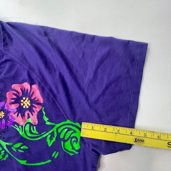 Sport-Tek Women's Floral V-neck Gems Short Sleeve Shirt Purple 3XL‎ - Picture 9 of 10